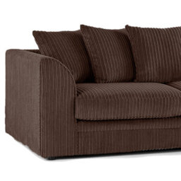 Furnishings For Less UK Luxor Jumbo Cord Chocolate Fabric 3 Seater Sofa - thumbnail 2