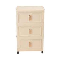 Darphe Cream Pp Foldable 5 Tier Rolling Plastic Storage Cabinet With Magnetic Doors - thumbnail 2