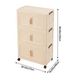 Darphe Cream Pp Foldable 5 Tier Rolling Plastic Storage Cabinet With Magnetic Doors - thumbnail 9