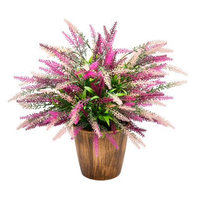 Gainsborough Artificial Heather Plant In Bronze Look Pot, Pink And Purple Faux Flowers For Indoor And Outdoor Display H39 X D33Cm - image 1