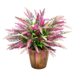 Gainsborough Artificial Heather Plant In Bronze Look Pot, Pink And Purple Faux Flowers For Indoor And Outdoor Display H39 X D33Cm
