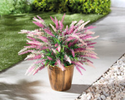 Gainsborough Artificial Heather Plant In Bronze Look Pot, Pink And Purple Faux Flowers For Indoor And Outdoor Display H39 X D33Cm - thumbnail 2