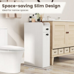 Narrow Bathroom Storage Cabinet Compact Floor Cabinet With Drawer - thumbnail 6