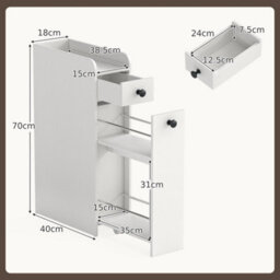 Narrow Bathroom Storage Cabinet Compact Floor Cabinet With Drawer - thumbnail 2