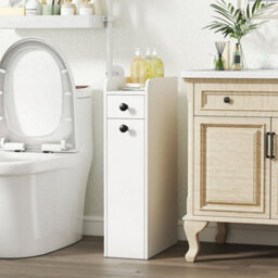 Narrow Bathroom Storage Cabinet Compact Floor Cabinet With Drawer - thumbnail 3