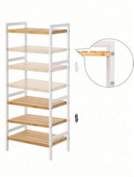 Songmics 4 Tier Bamboo Shelf Storage Unit For Bathroom, Bookcase, 45 X 31.5 X 111 Cm, For Living Room, Bedroom, Woody Colour - thumbnail 7