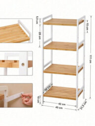 Songmics 4 Tier Bamboo Shelf Storage Unit For Bathroom, Bookcase, 45 X 31.5 X 111 Cm, For Living Room, Bedroom, Woody Colour - thumbnail 5