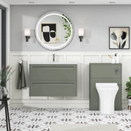 Royal Bathrooms Elmore 800mm Traditional Wall Hung 2 Drawer Bathroom Vanity Unit With Sintered Stone Basin Sink - Matt Green - thumbnail 4