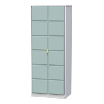Bologna Ready Assembled Modern Matt Duck Egg & White Tall Double Wardrobe (H)1970mm (W)740mm (D)530mm - image 1