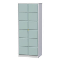 Bologna Ready Assembled Modern Matt Duck Egg & White Tall Double Wardrobe (H)1970mm (W)740mm (D)530mm - thumbnail 1