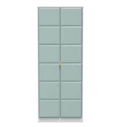 Bologna Ready Assembled Modern Matt Duck Egg & White Tall Double Wardrobe (H)1970mm (W)740mm (D)530mm - thumbnail 2
