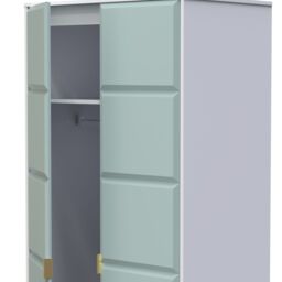 Bologna Ready Assembled Modern Matt Duck Egg & White Tall Double Wardrobe (H)1970mm (W)740mm (D)530mm - thumbnail 5