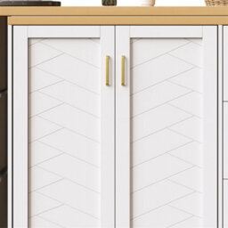 Abrihome Extendable Bar Cart With 2 Doors & 3 Drawers (135-228 X 39 X 104 Cm), Rollable, Home Bar In White, Worktop In Wood Look - thumbnail 9