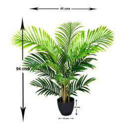 Greenbrokers Artificial Real Touch Phoenix Palm Tree In Black Pot-Uv Stable Ideal For 3Ft/94Cm - thumbnail 2