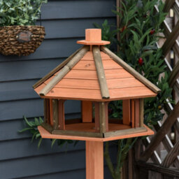 Pawhut Wooden Bird Feeder Bird Table With Roof, For Outside Use, Brown - thumbnail 8