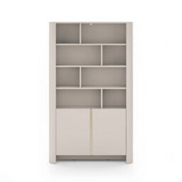 Arte Bari Tall Bookcase 103Cm In Cashmere - Modern Family Bookcase With Push-To-Open Storage - thumbnail 4