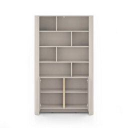 Arte Bari Tall Bookcase 103Cm In Cashmere - Modern Family Bookcase With Push-To-Open Storage - thumbnail 3