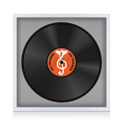 "16X16"" White Classic Vinyl Record Frame With Silver Mount For 12 Inch Lp Disc - Ak Frames" - image 1