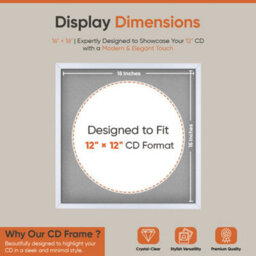 "16X16"" White Classic Vinyl Record Frame With Silver Mount For 12 Inch Lp Disc - Ak Frames" - thumbnail 2