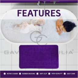 Gc Gaveno Cavailia Grecian Grace 2 Piece Non Slip Bath Mat Set Purple Quick Dry Water Absorbent Bathroom Shower Mat & Pedestal Set - thumbnail 3
