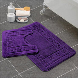 Gc Gaveno Cavailia Grecian Grace 2 Piece Non Slip Bath Mat Set Purple Quick Dry Water Absorbent Bathroom Shower Mat & Pedestal Set - thumbnail 1