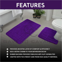 Gc Gaveno Cavailia Grecian Grace 2 Piece Non Slip Bath Mat Set Purple Quick Dry Water Absorbent Bathroom Shower Mat & Pedestal Set - thumbnail 4