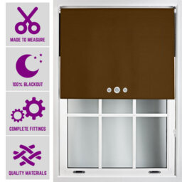Furnished Triple Eyelets Blackout Window Blinds Free Cut Service - Brown (W)90Cm X (L)210Cm - thumbnail 1