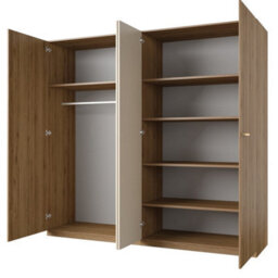 Arte Elegant Oak & Beige Vertina 20 Hinged Door Wardrobe W2280mm H2150mm D590mm - Mirrored Doors, Expansive Storage - thumbnail 2