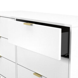 Honshu 6 Drawer Midi Chest Of Drawers In White Matt (Ready Assembled) - thumbnail 6
