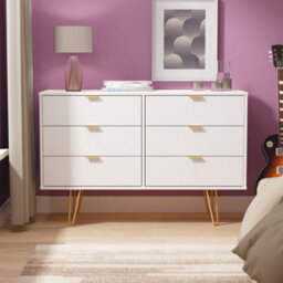Honshu 6 Drawer Midi Chest Of Drawers In White Matt (Ready Assembled) - thumbnail 1