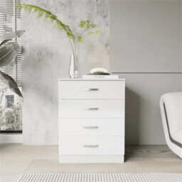 High Gloss Chest Of Drawers Tall Wide 4 Drawer Bedroom Furniture Cabinet White - thumbnail 3