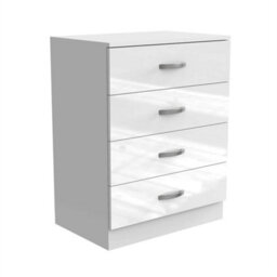 High Gloss Chest Of Drawers Tall Wide 4 Drawer Bedroom Furniture Cabinet White