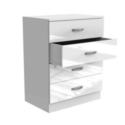 High Gloss Chest Of Drawers Tall Wide 4 Drawer Bedroom Furniture Cabinet White - thumbnail 6