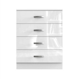 High Gloss Chest Of Drawers Tall Wide 4 Drawer Bedroom Furniture Cabinet White - thumbnail 5