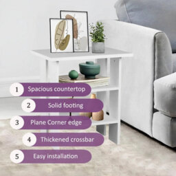 White 3 Tier Bedside Table Wooden Side End Table Storage Shelf Bedroom Living Room - thumbnail 3