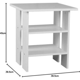 White 3 Tier Bedside Table Wooden Side End Table Storage Shelf Bedroom Living Room - thumbnail 2