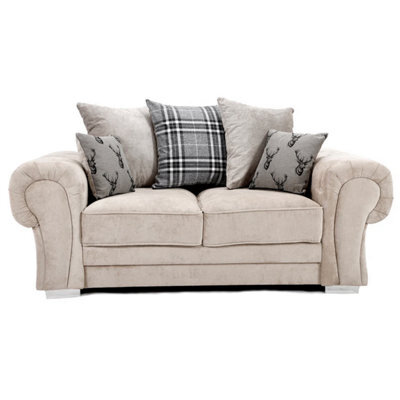 Furnishings For Less UK Milan Fabric 2 Seater Sofa Mink Fabric Scatter Back Chesterfield Style - image 1