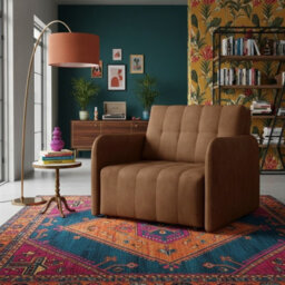 Viva Grand I Upholstered Sofa Bed Sleeping Function Wavy Spring Wooden Legs Freestanding 85 95 98 Cm Brown - thumbnail 1