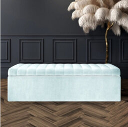 Safar 4Ft6 Ottoman Storage Box - White Plush Velvet