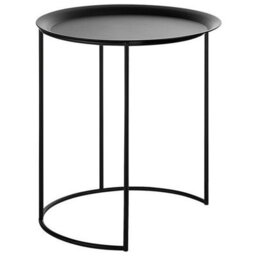 Beliani Nest Of 2 Tables Black Metal Round Tray Tops Minimalist Hairpin Leg Set - L40 X D40 X H46Cm - thumbnail 5