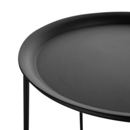 Beliani Nest Of 2 Tables Black Metal Round Tray Tops Minimalist Hairpin Leg Set - L40 X D40 X H46Cm - thumbnail 7