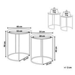 Beliani Nest Of 2 Tables Black Metal Round Tray Tops Minimalist Hairpin Leg Set - L40 X D40 X H46Cm - thumbnail 4
