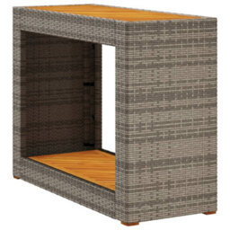 Berkfield Garden Side Table With Wooden Top Grey 100X40X75 Cm Poly Rattan - thumbnail 2