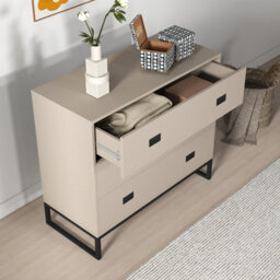 Melody Maison Large 3 Drawer Chest Of Drawers - Elle Black Stone Range - thumbnail 4