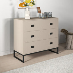 Melody Maison Large 3 Drawer Chest Of Drawers - Elle Black Stone Range - thumbnail 2