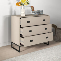 Melody Maison Large 3 Drawer Chest Of Drawers - Elle Black Stone Range - thumbnail 3