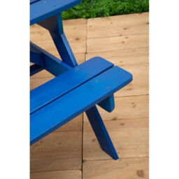 Orsina Blue Kids Picnic Bench, Outdoor Childrens Bench Picnic Table, Slanted Legs Picnic Table With Built-In Seats - thumbnail 6