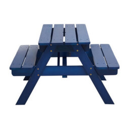 Orsina Blue Kids Picnic Bench, Outdoor Childrens Bench Picnic Table, Slanted Legs Picnic Table With Built-In Seats - thumbnail 3