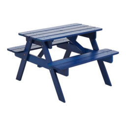 Orsina Blue Kids Picnic Bench, Outdoor Childrens Bench Picnic Table, Slanted Legs Picnic Table With Built-In Seats - thumbnail 1