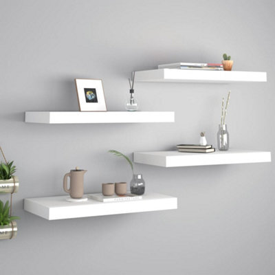 Berkfield Floating Wall Shelves 4 Pcs White 50X23X3.8 Cm Mdf - image 1